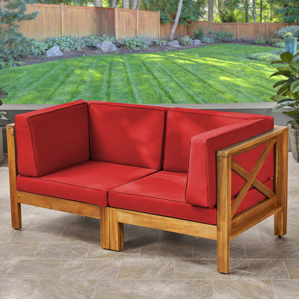 Highland Dunes 60.5'' Wide Outdoor Loveseat with Cushions & Reviews